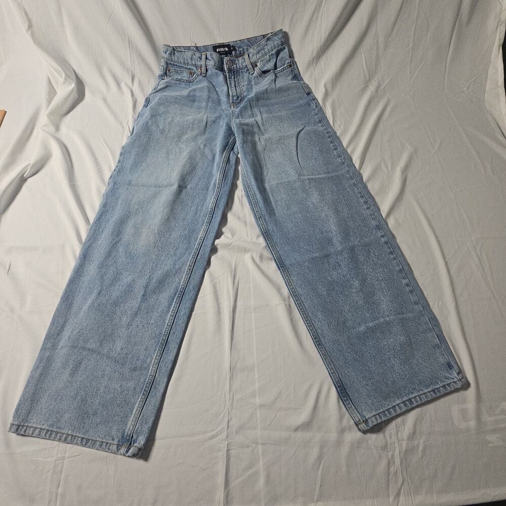 RSQ Mens Baggy Fit Light Wash Denim Jeans Blue Wide Leg Skater Pants 29x30